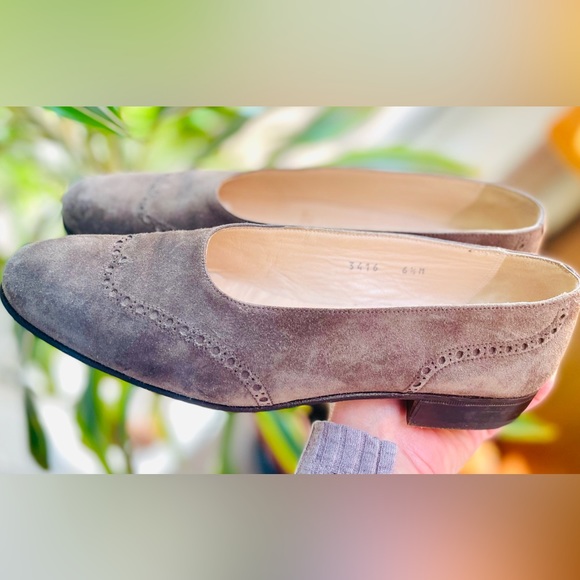 Italian Suede Leather Loafers Size 6.5, good used condition, Dark Brown, NICE - Picture 9 of 14